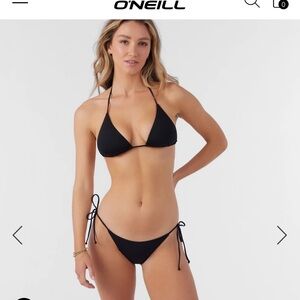 O Neill Saltwater Solids Black Bikini top and bottom- Size S